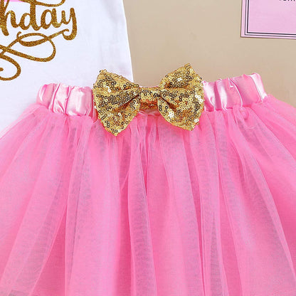 Baby Girl Birthday Cake Smash Outfit Toddler Girl My 1St Birthday Romper Tutu Skirt with Headband Clothes Set