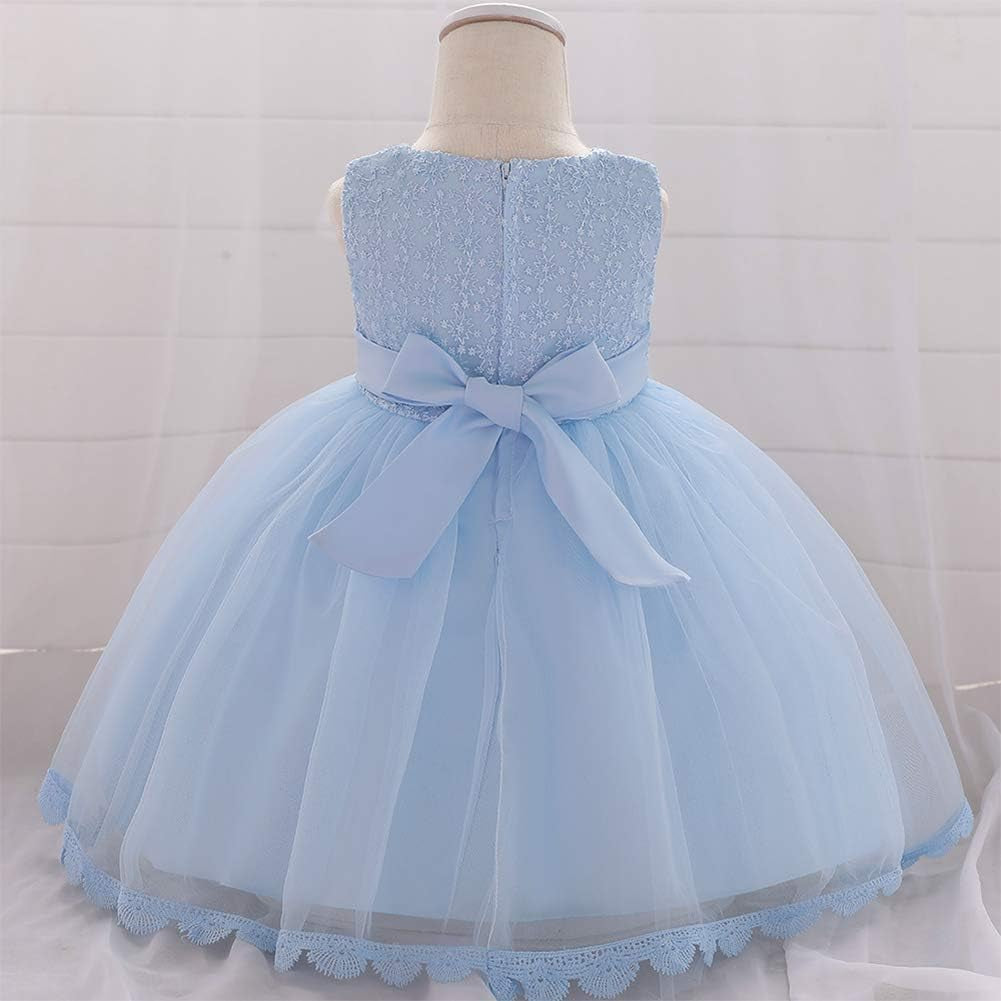 Baby Girl Christening Baptism Gown Flower Embroidery Tutu Dress Special Occasion