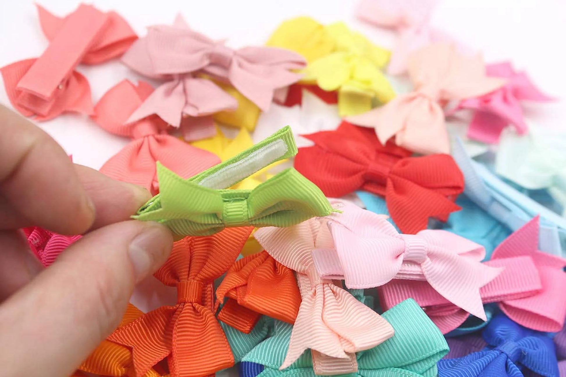 50Pcs 25 Colors in Pairs Tiny 2" Baby Hair Bows Fully Covered Barrettes Clips for Little Girls Infants Toddlers