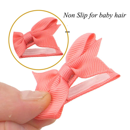 50Pcs 25 Colors in Pairs Tiny 2" Baby Hair Bows Fully Covered Barrettes Clips for Little Girls Infants Toddlers