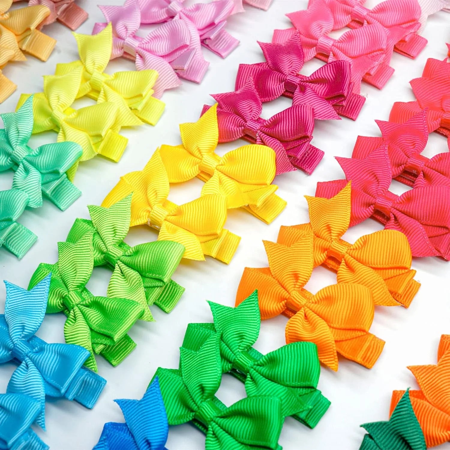 50Pcs 25 Colors in Pairs Tiny 2" Baby Hair Bows Fully Covered Barrettes Clips for Little Girls Infants Toddlers