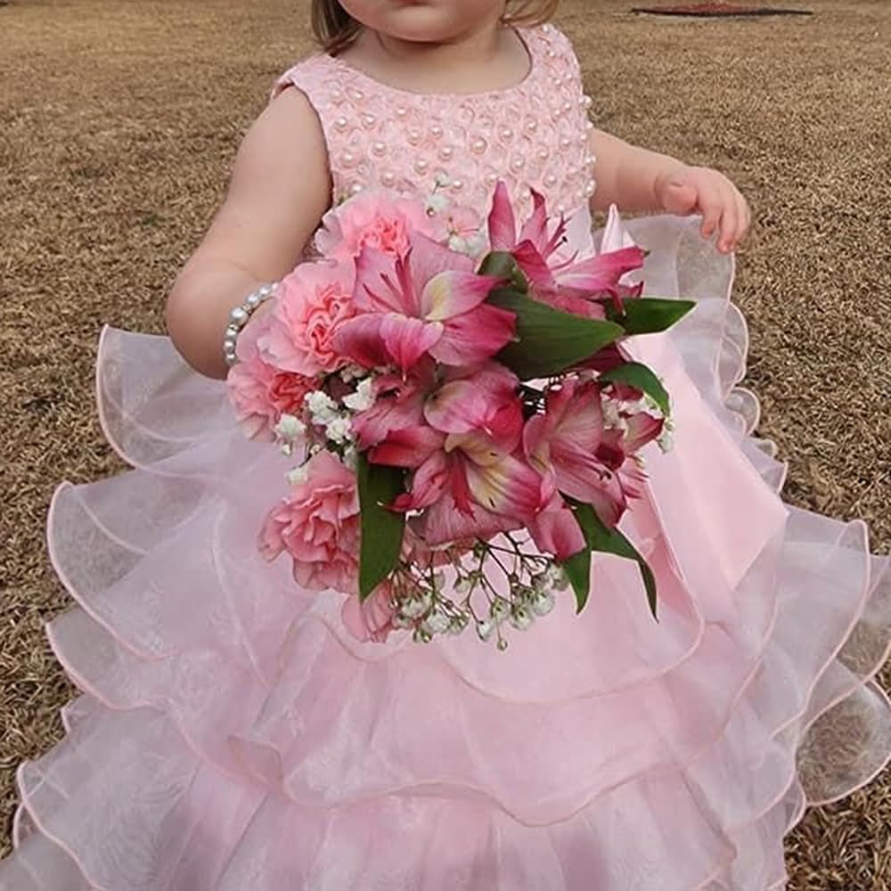 Baby Girl Dresses Ruffle Lace Pageant Party Wedding Flower Girl Dress…