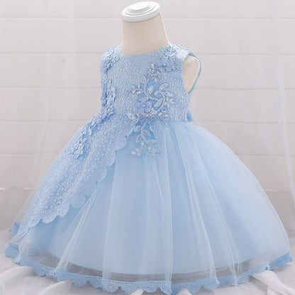 Baby Girl Christening Baptism Gown Flower Embroidery Tutu Dress Special Occasion